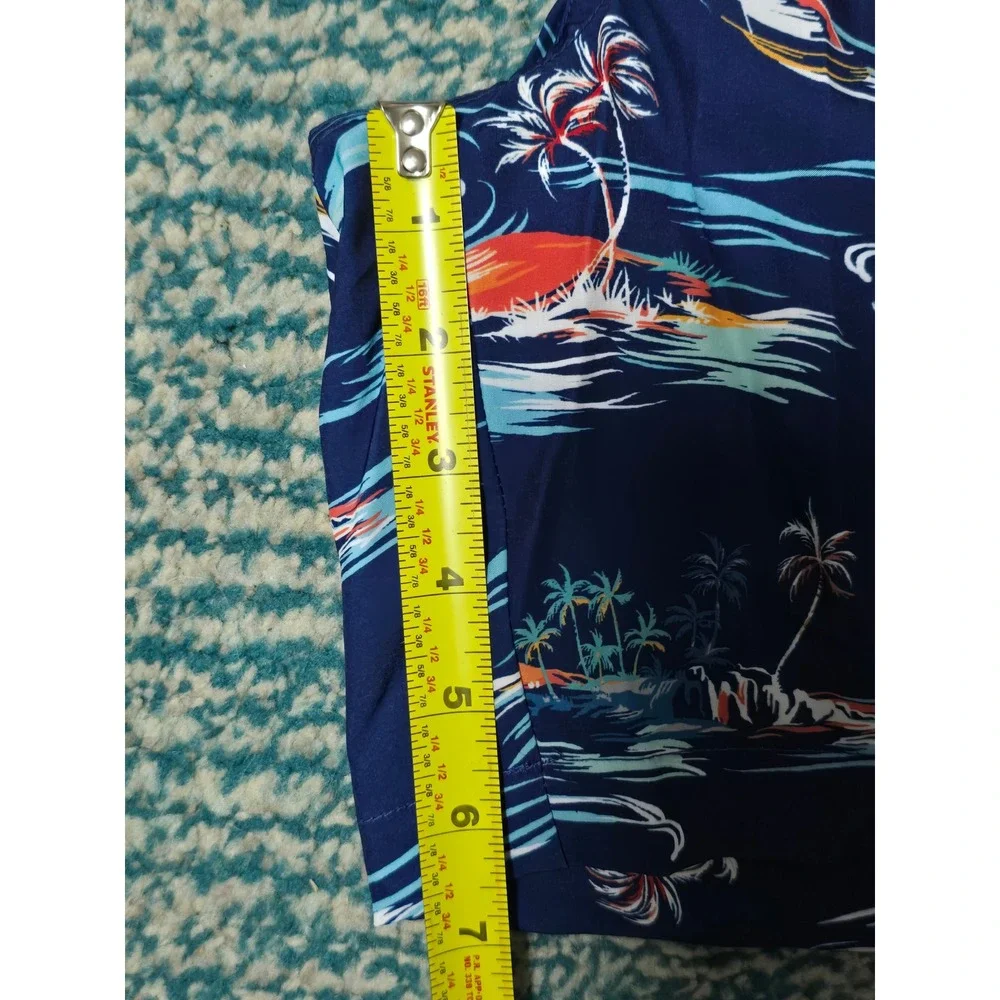 Men Crown & Ivy Swim Trunks SZ S Sailboat Island Print Blue Drawstring Short (W)